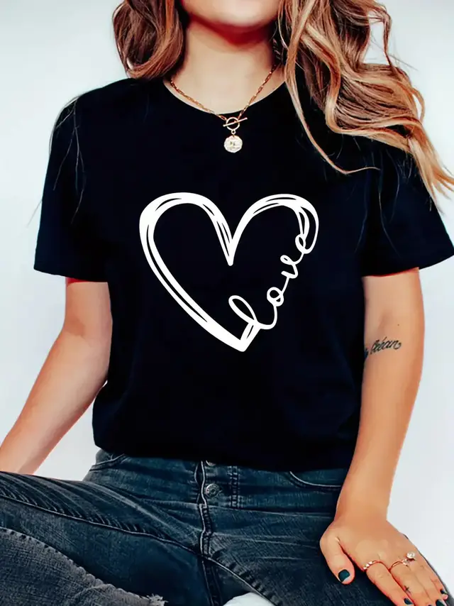 European And American Valentine's Day Love Round Neck Women's Top Hs29 - Shop at LoveMi