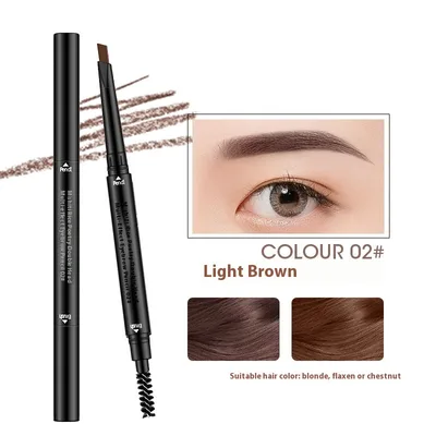 Double headed Waterproof Automatically Rotate Eyebrow Pencil Light Coffee - Shop at LoveMi