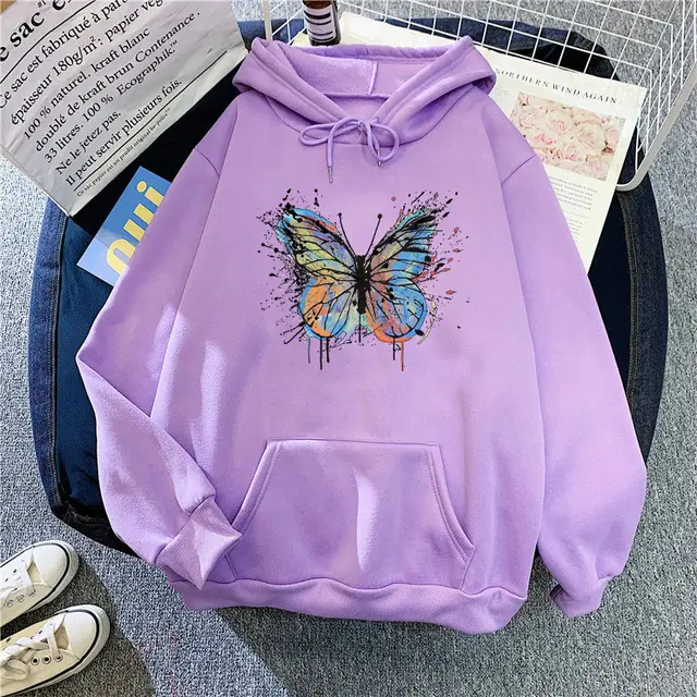 Plus Size Loose Hooded Sweater For Women Light Purple - Shop at LoveMi