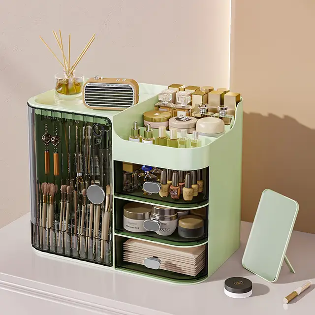 Household Cosmetics Skin Care Storage Box Multifunctional Dustproof Storage Box Green Gray - Shop at LoveMi