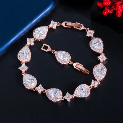 Women's Fashion Classic Drop shaped Geometric Bracelet Rose Gold - Shop at LoveMi