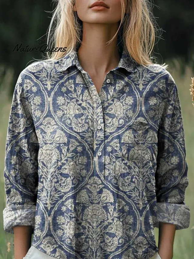 Fashion All matching Printed Casual Half open Lapel Shirt Style 1 - Shop at LoveMi
