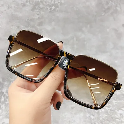 Women's Alloy Plastic Lower Semi rimless Slimming Sun Glasses Leopard Print Tea - Shop at LoveMi