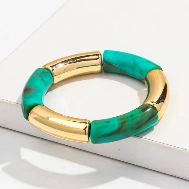 Fashion Bracelet Acrylic Gold Powder Plus Gold Ladies No 7 Color Style - Shop at LoveMi