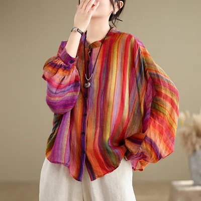 Rainbow Bar Anti aging Elegant Lining Shirt Top For Women Rainbow Bar - Shop at LoveMi