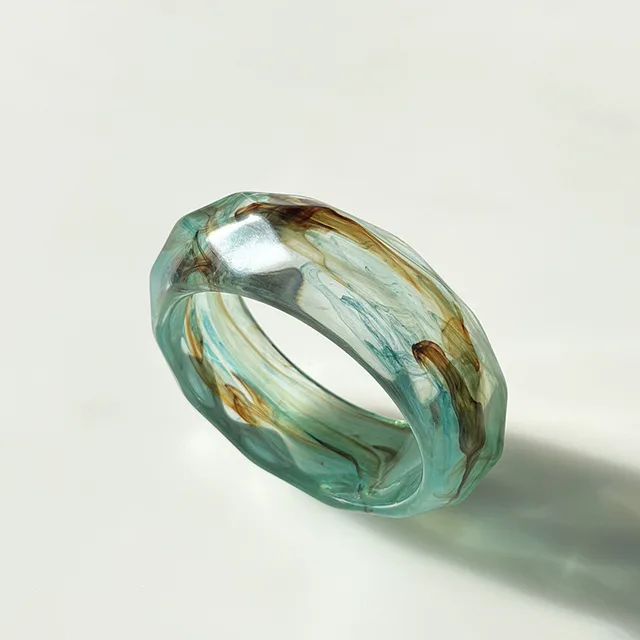 Crystal like Colorful Exaggerated Acrylic Bracelet For Women Transparent Ink Blue Pattern - Shop at LoveMi