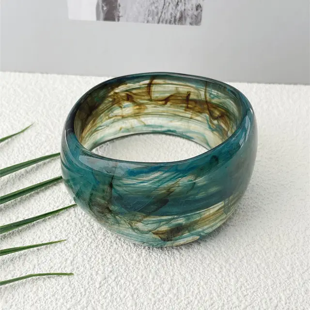Resin Oval Wide Geometric Blooming Bracelet Style C - Shop at LoveMi