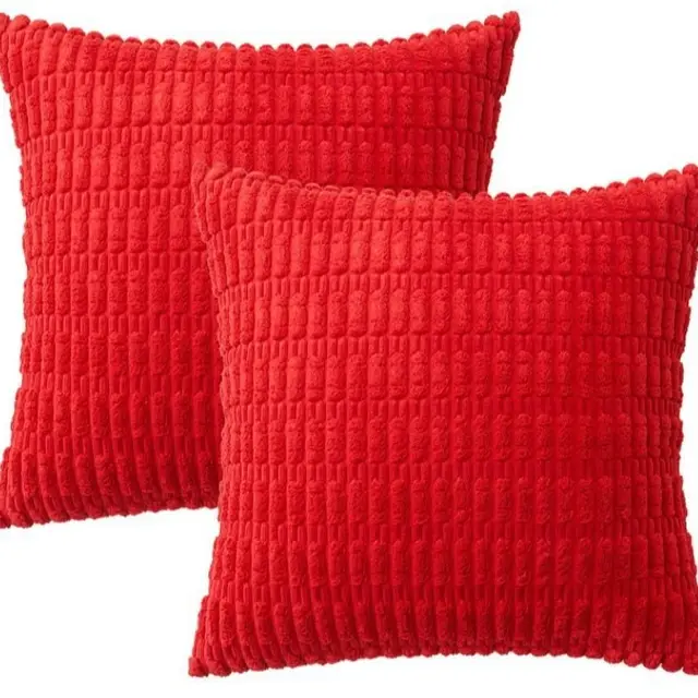 Simple Wheat Ear Corduroy Home Pillow Red Without Core - Shop at LoveMi