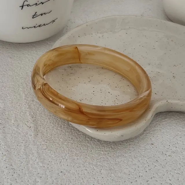 Wide Bracelet Women's Design Widened Geometric Ring Retro Large Bracelet Amber - Shop at LoveMi