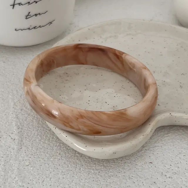 Wide Bracelet Women's Design Widened Geometric Ring Retro Large Bracelet Marble Pattern - Shop at LoveMi