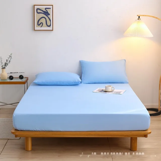 Pure Color One Piece Bedspread Dustproof Sky Blue - Shop at LoveMi
