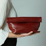 New Trendy Simple Curling Envelope Fashionable Elegant Clutch Bag For Women - Red