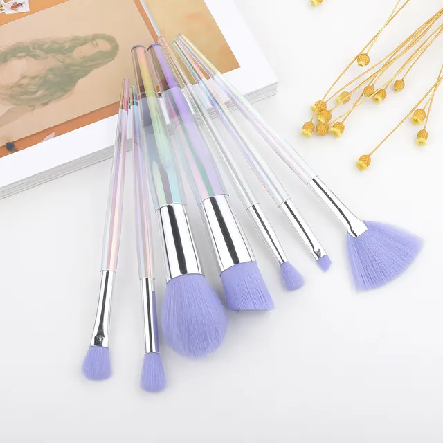 Water drop pattern makeup brush set Purple - Shop at LoveMi