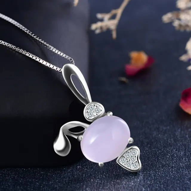 Women's Silver Necklace Red Corundum Bracelet Pink - Shop at LoveMi