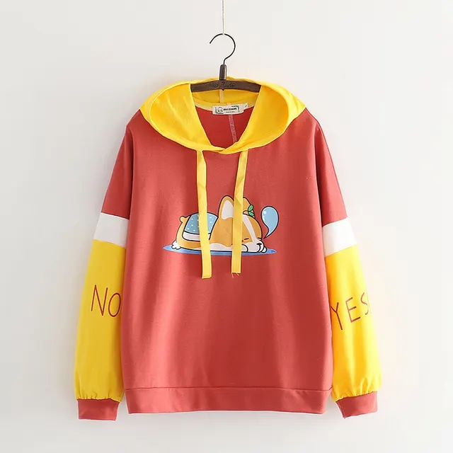 Printed hooded sweatshirt Red - Shop at LoveMi