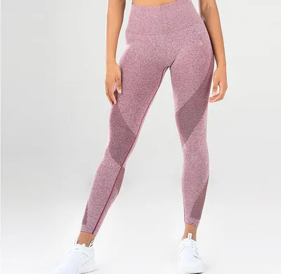 New mesh stitching hip yoga pants sports fitness pants sexy hips leggings Red - Shop at LoveMi
