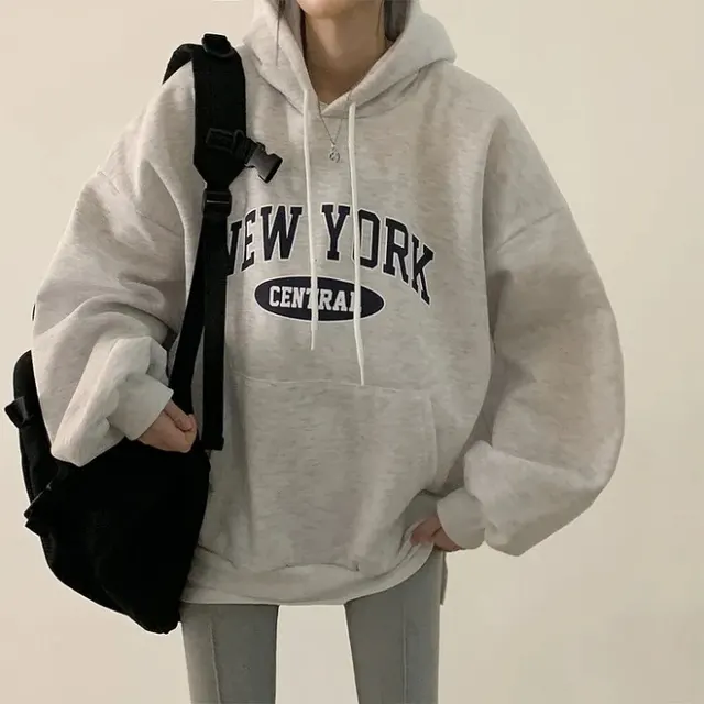 Printed Letters Thick Thin Velvet Women's Sweater White And Gray - Shop at LoveMi