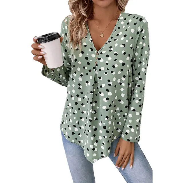 Women's European And American style Sweet Long sleeved Top Green - Shop at LoveMi
