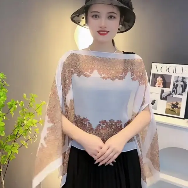 Women's Shawl Spring And Summer Loose Chiffon Waistcoat Pearl Cashew White - Shop at LoveMi