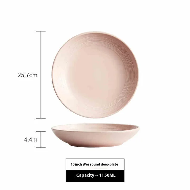 Round Ceramic Plate Household High Sense 10 Inch Pink - Shop at LoveMi