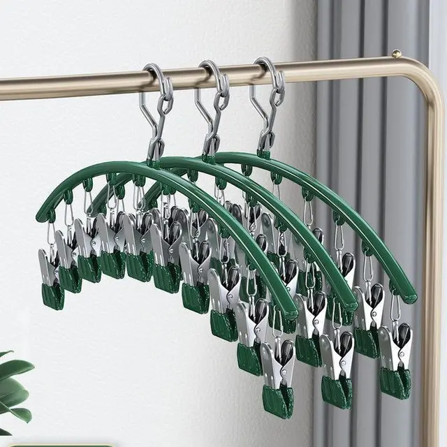 Multifunctional Plastic Coated Stainless Steel Invisible Hanger Green - Shop at LoveMi