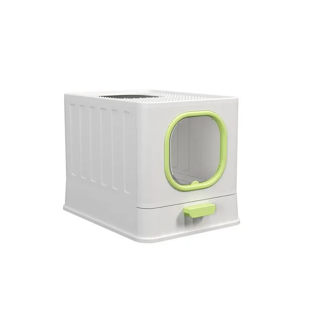 Fully Enclosed Litter Box Large Plastic Folding Deodorant Anti splash Cat Toilet Cat Cleaning Supplies Avocado Green - Shop at LoveMi