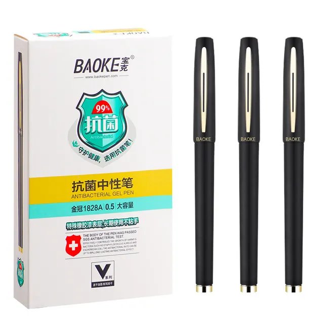 Baoke Antibacterial Water based Sign Pen Large Capacity Stationery Black - Shop at LoveMi