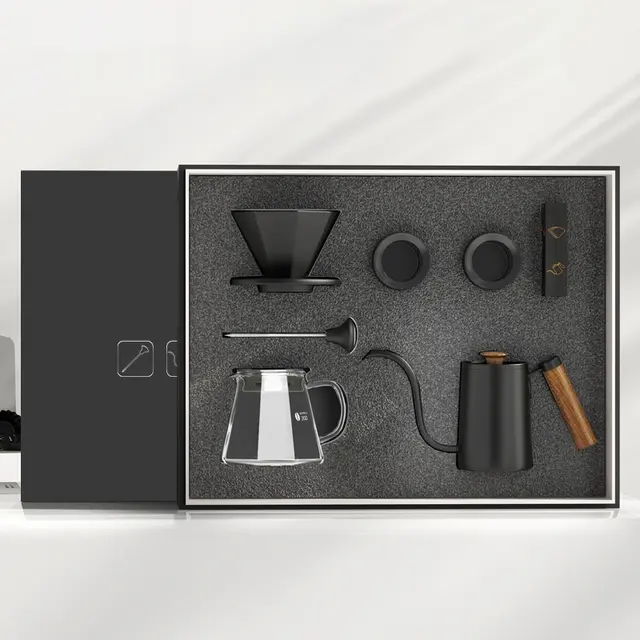 Pour over Coffee Suit Household Drip Filter Gift Box Ceramic Business Black - Shop at LoveMi