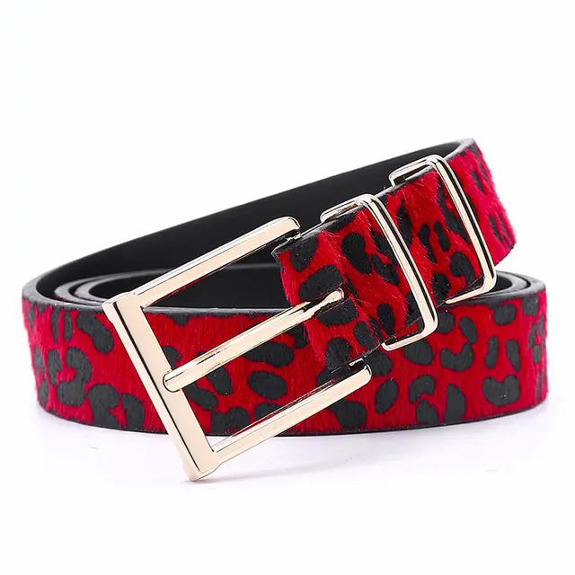 Female Ornament Creative Style Leopard Print Horse Hair Women's Belt Red - Shop at LoveMi