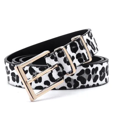 Female Ornament Creative Style Leopard Print Horse Hair Women's Belt White - Shop at LoveMi