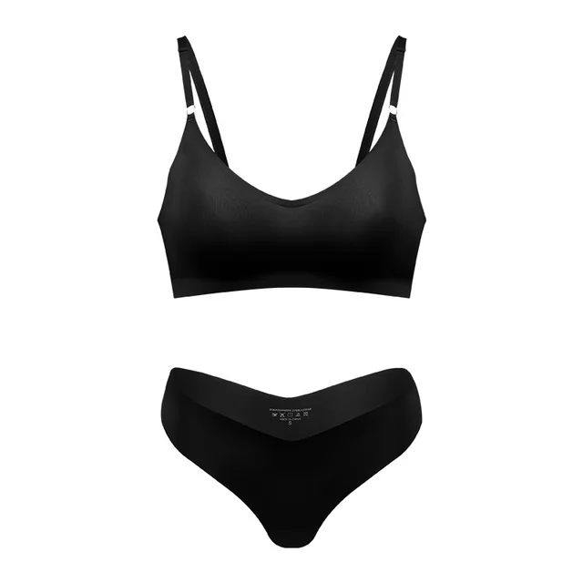 Women's V neck Breathable Underwear Bra Panties Set Black - Shop at LoveMi