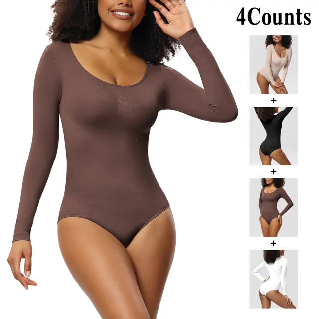 Women's Fashion Seamless One piece Corset Black Skin Brown White 4Pcs - Shop at LoveMi