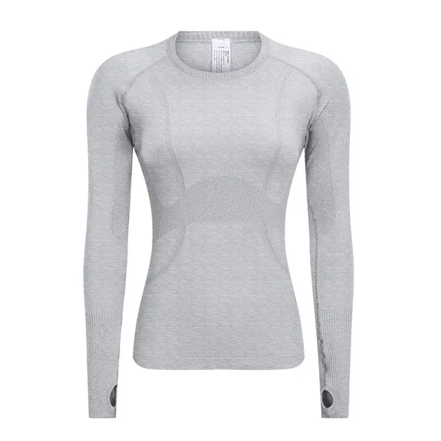 Breathable Exercise Top Women's Stretch Slim fit Yoga Wear Shallow Flower Grey - Shop at LoveMi