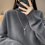 Women's Turtleneck Sweater Solid Colour Thread Loose Korean Style - Grey