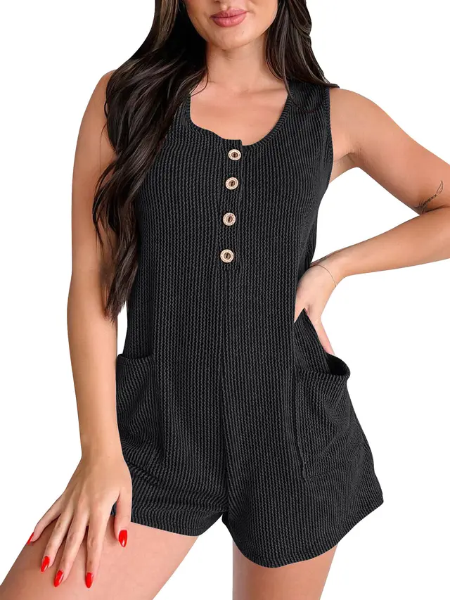 Contrast Color Striped Sleeveless Vest Jumpsuit Dark Gray - Shop at LoveMi