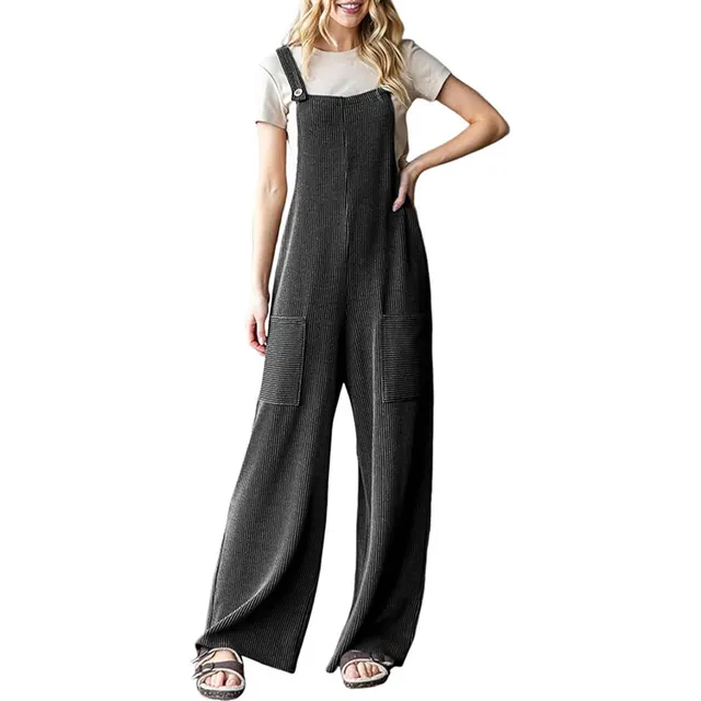 Adjustable Buckle Pocket Overalls Women Dark Gray - Shop at LoveMi