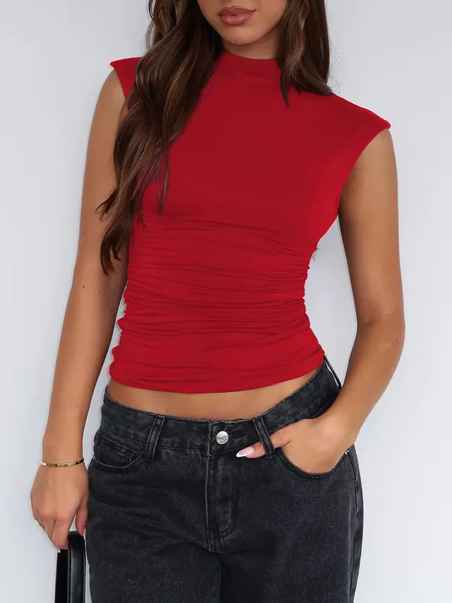 Slim Sleeveless Style Wild Vest Red - Shop at LoveMi