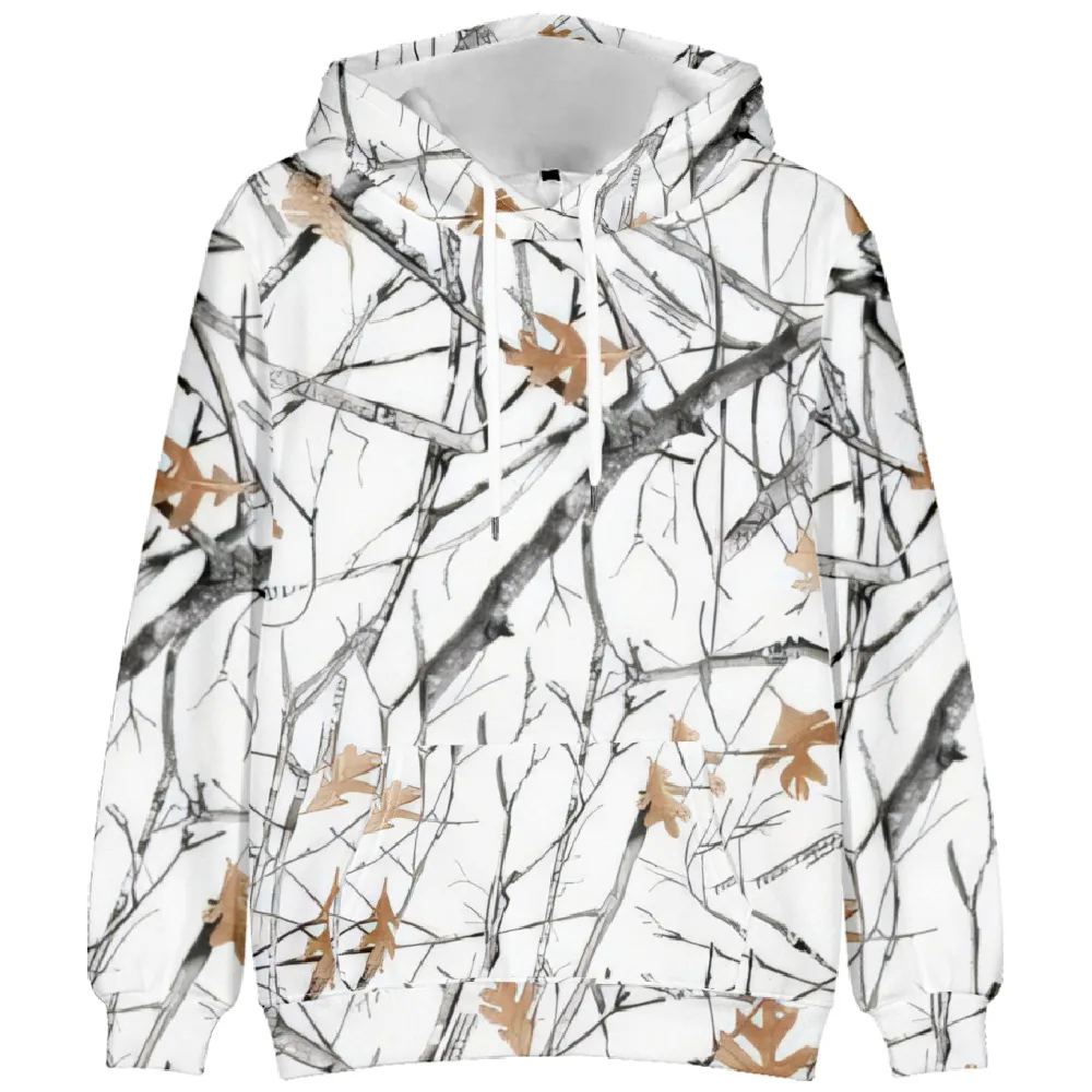 European And American Autumn And Winter Leaf Pattern Drop Shoulder Hooded Sweater 2 Style L - Shop at LoveMi