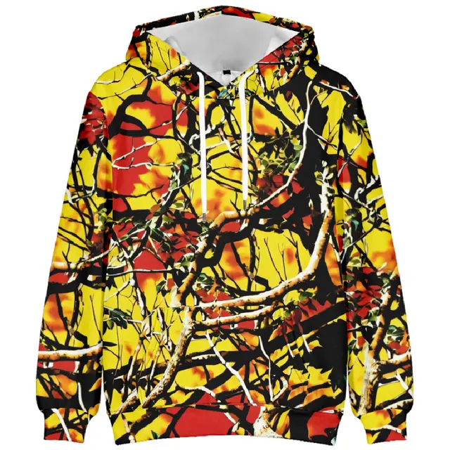 European And American Autumn And Winter Leaf Pattern Drop Shoulder Hooded Sweater 4 Style - Shop at LoveMi