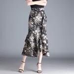 Ruffled Chiffon High Waist Skirt - Flowers