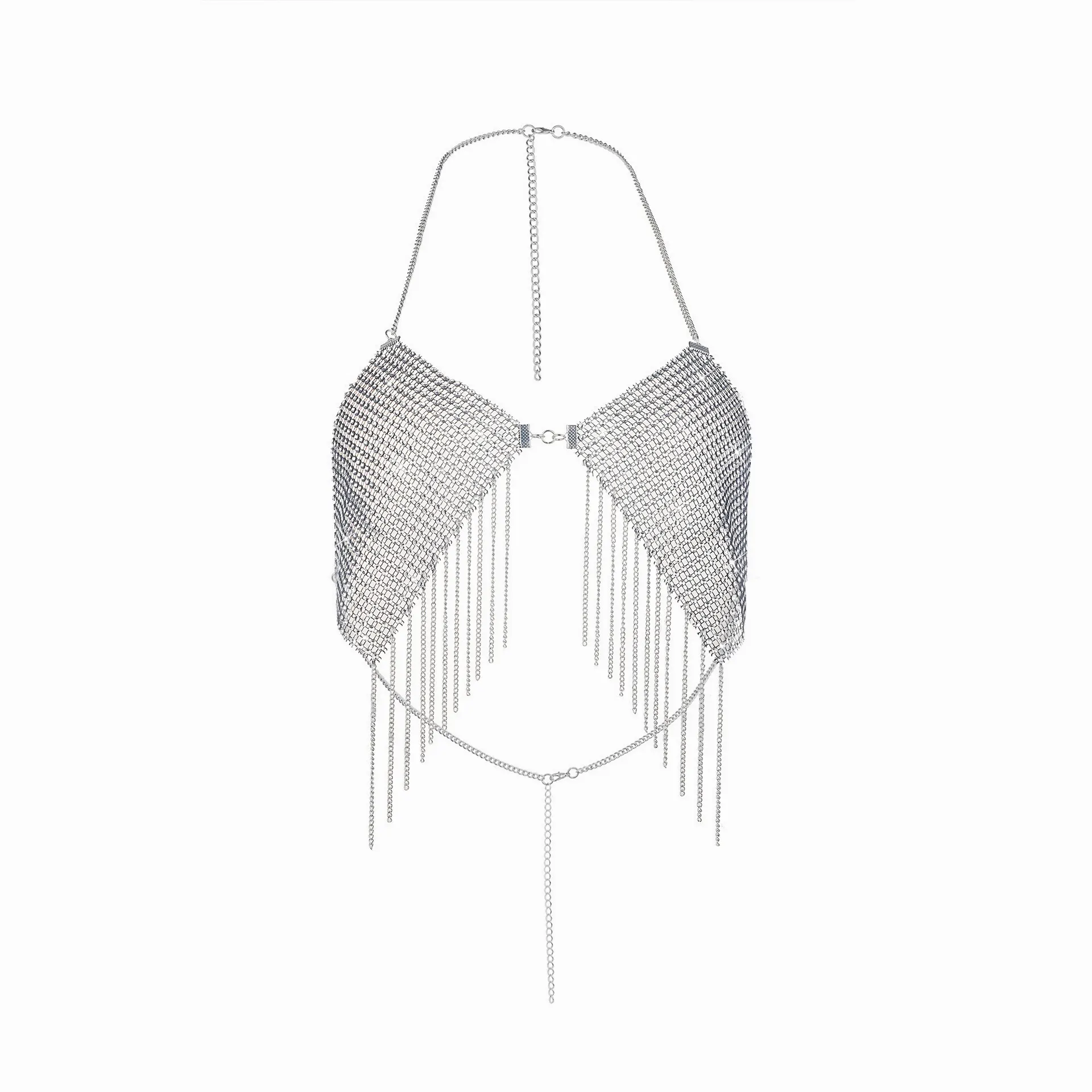 Faux-metallic Sexy Sequins Chest Necklace - Silver