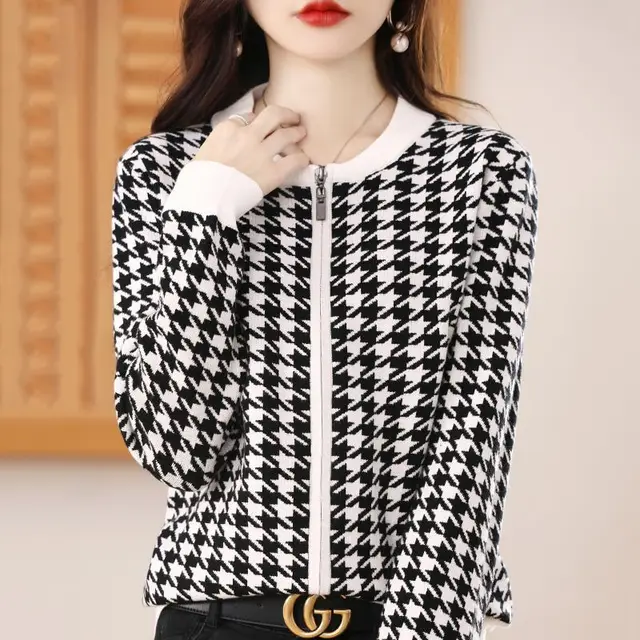 Cardigan Coat Women's Sweater Loose Round Neck Black - Shop at LoveMi