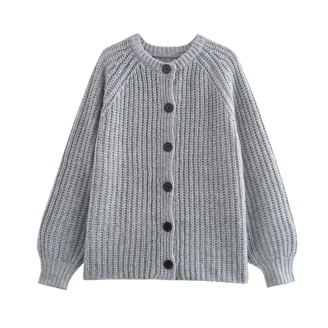 Fashionable Knitted Cardigan Easy Matching Coat Silver - Shop at LoveMi