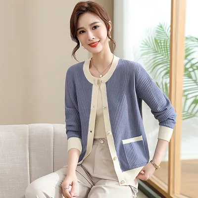 Short Knitted Comfortable Outdoor Versatile Cardigan Blue - Shop at LoveMi
