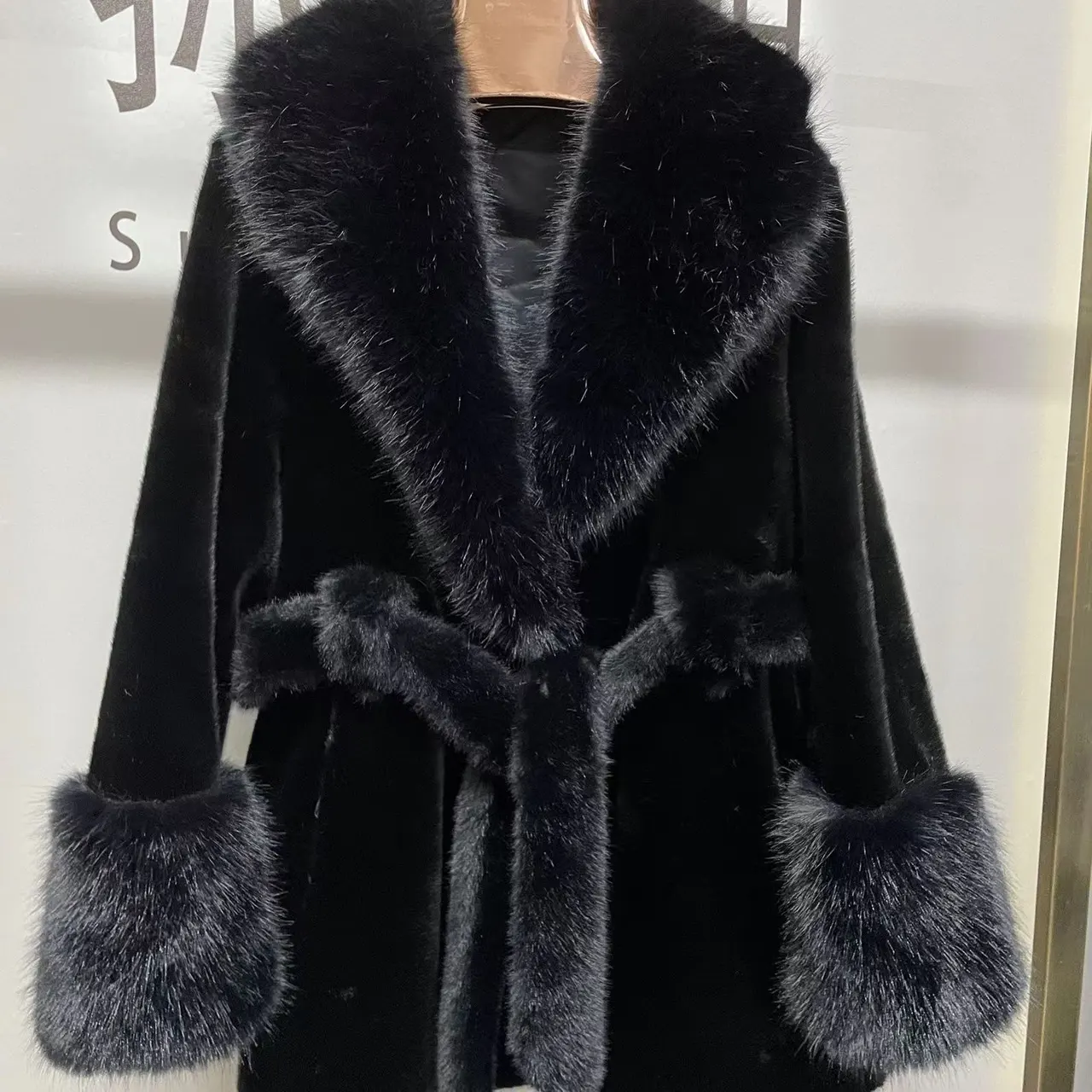Lantern Ring Baoou Mink Fur Coat Advanced Fashion Version - Black