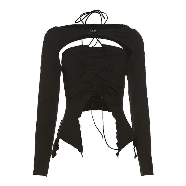 Fashion Personality Halter Spaghetti Straps Vest Women's Top Black - Shop at LoveMi