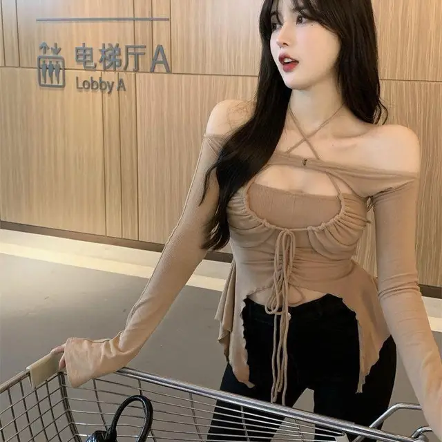 Fashion Personality Halter Spaghetti Straps Vest Women's Top Brown - Shop at LoveMi