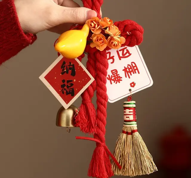 Cotton Thread New Year Decoration Pendant Scene Setting Props Festive Door Hanging Broom - Shop at LoveMi