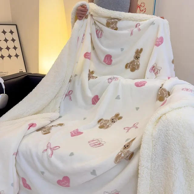 Autumn And Winter Thickening Girl Soft Milk Fiber Berber Fleece Blanket Single Double Thermal Angela Pink - Shop at LoveMi