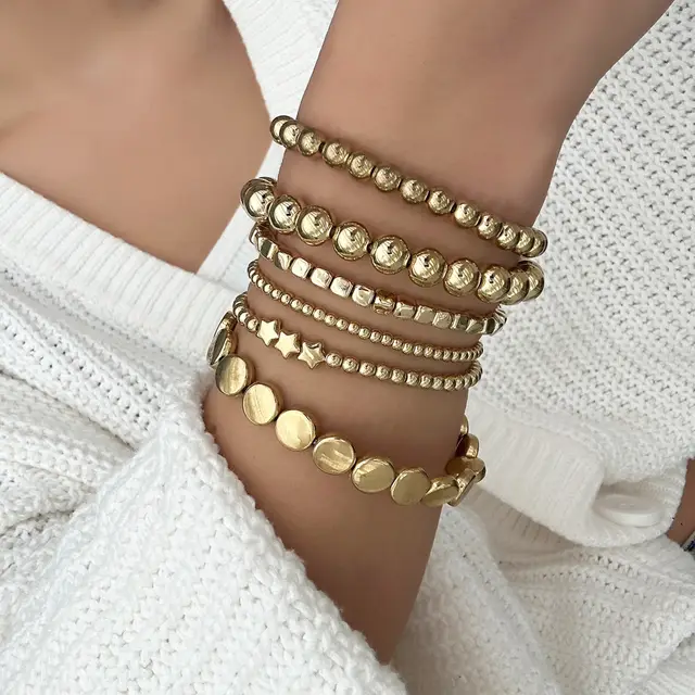 Geometric Handmade Beaded Alloy Bracelet For Women S3136A - Shop at LoveMi